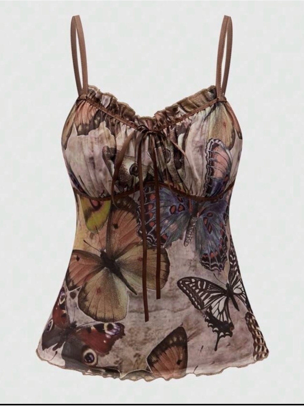 Brown Butterfly Print Cami Top